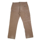 DICKIES Mens Regular Fit Brown Denim Workwear Jeans W36 L35 Durable Zip Closure