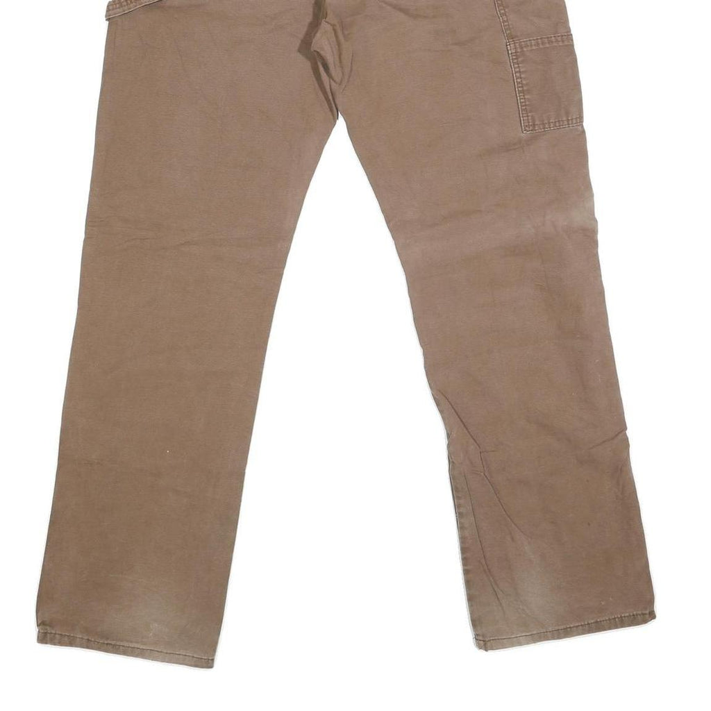 DICKIES Mens Regular Fit Brown Denim Workwear Jeans W36 L35 Durable Zip Closure