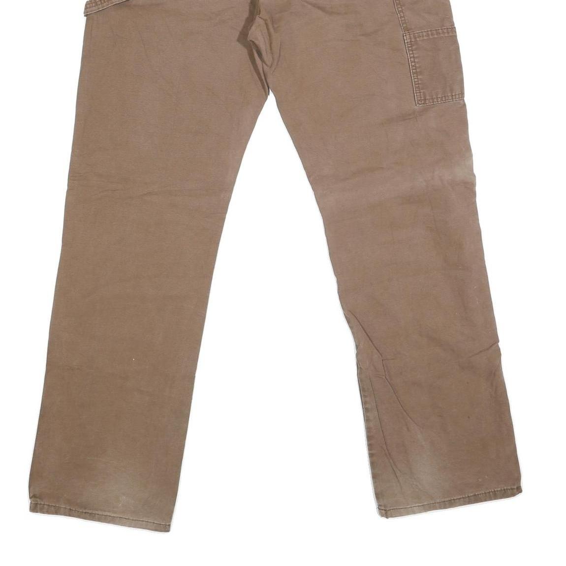 DICKIES Mens Regular Fit Brown Denim Workwear Jeans W36 L35 Durable Zip Closure