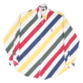 TOMMY HILFIGER Mens White Green Red Yellow Striped Shirt XL Button-Down Collar