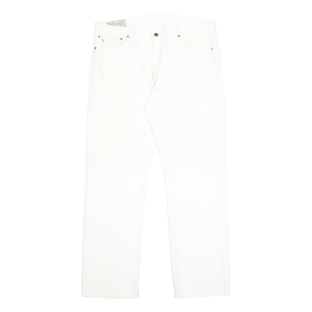 POLO RALPH LAUREN Mens White Regular Straight Denim Medium W36 L32 Cotton Zip