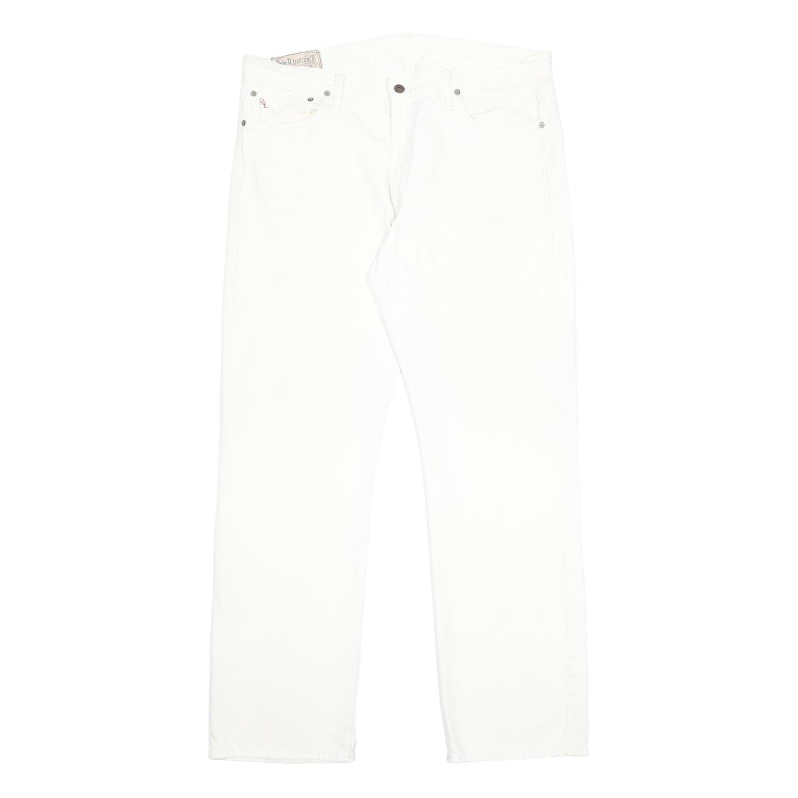 POLO RALPH LAUREN Mens White Regular Straight Denim Medium W36 L32 Cotton Zip