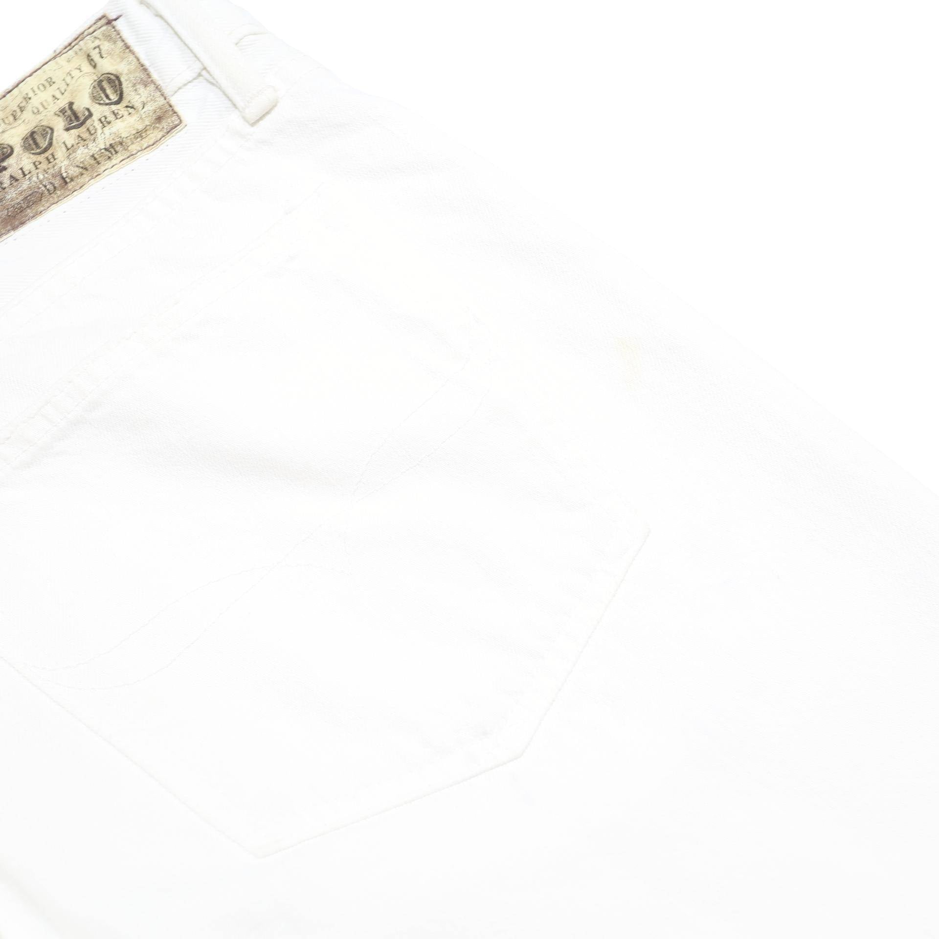 POLO RALPH LAUREN Mens White Regular Straight Denim Medium W36 L32 Cotton Zip