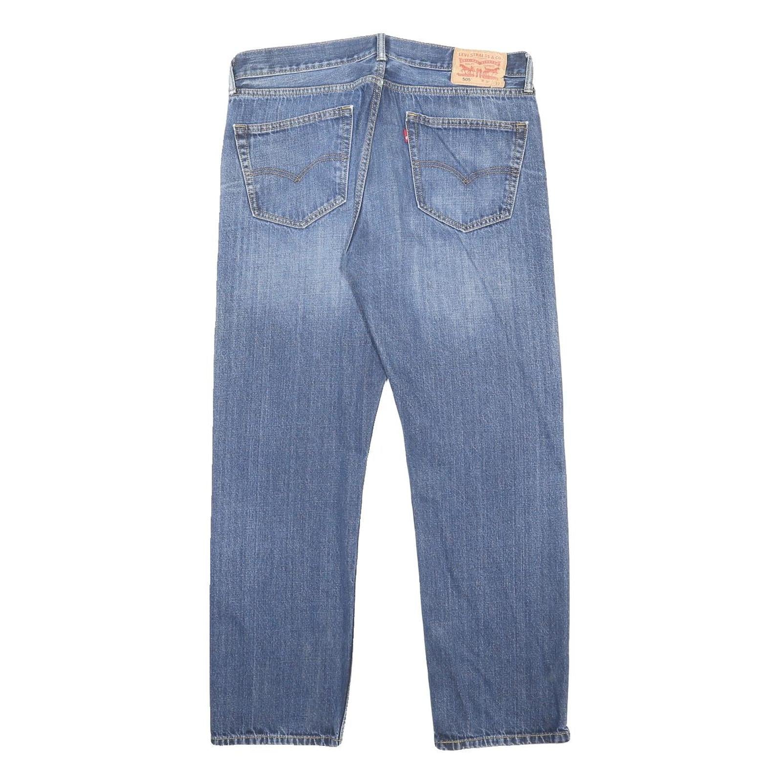 LEVI'S 505 Mens Jeans Blue Regular Straight Denim Medium W36 L32 Classic Fit Zip