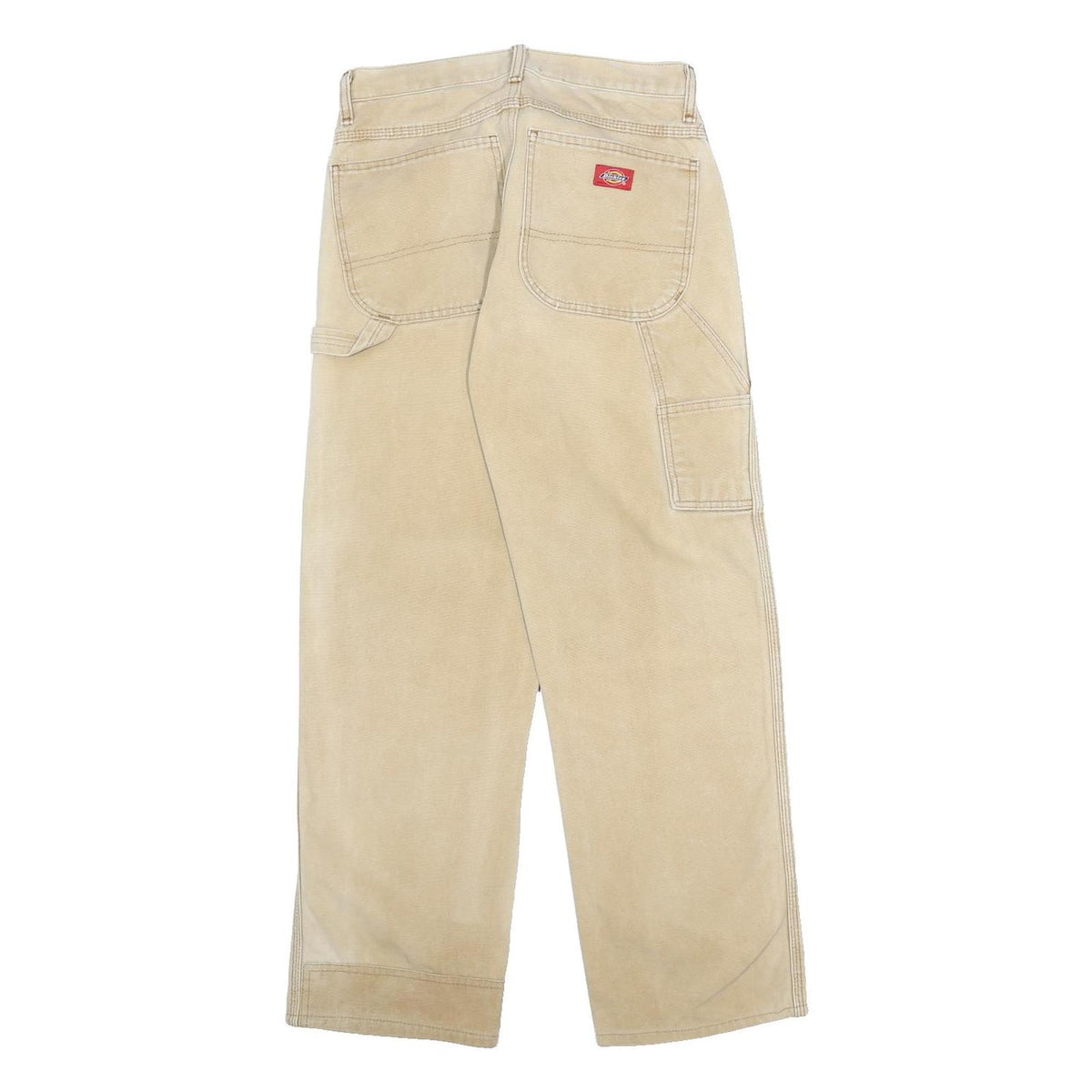 DICKIES Mens Beige Cotton Relaxed Straight Trousers W28 L30 Workwear Durable