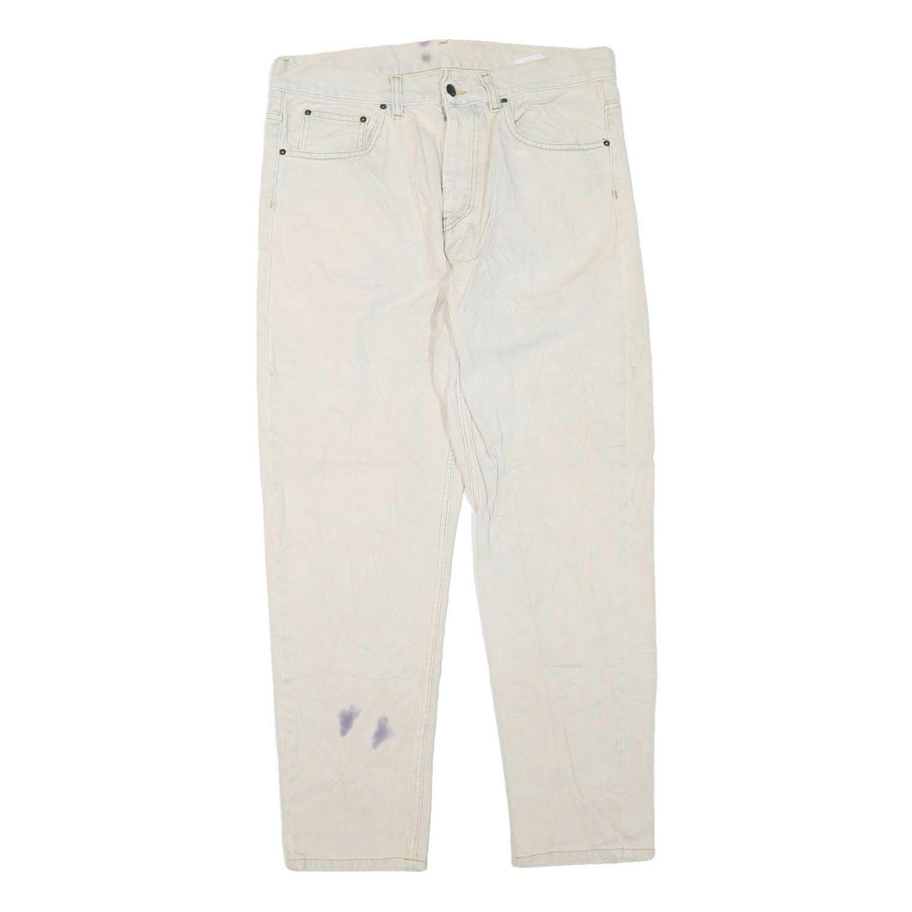 CARHARTT Womens Regular Fit Jeans White Cotton Blend W34 L30 Classic Zip
