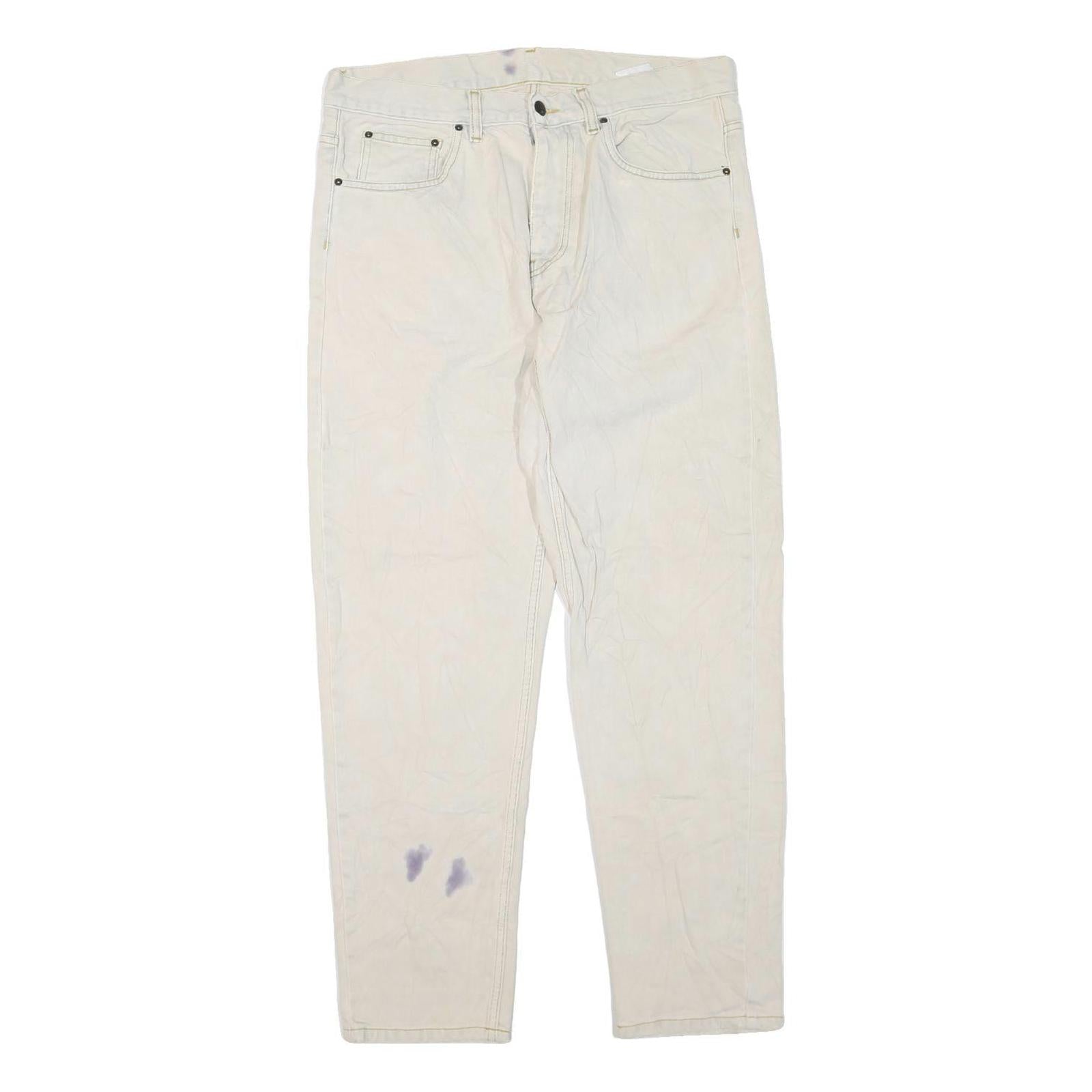 CARHARTT Womens Regular Fit Jeans White Cotton Blend W34 L30 Classic Zip