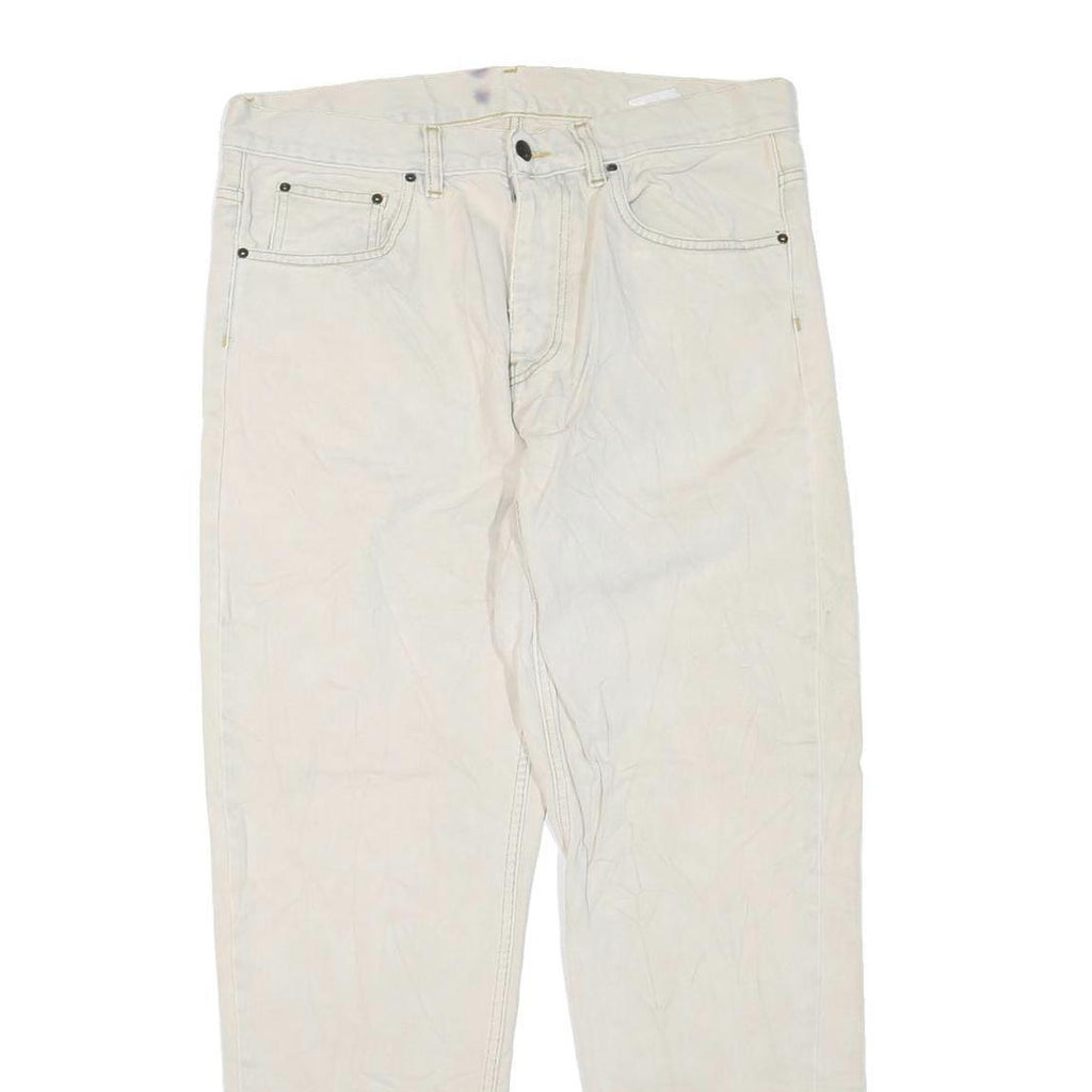 CARHARTT Womens Regular Fit Jeans White Cotton Blend W34 L30 Classic Zip