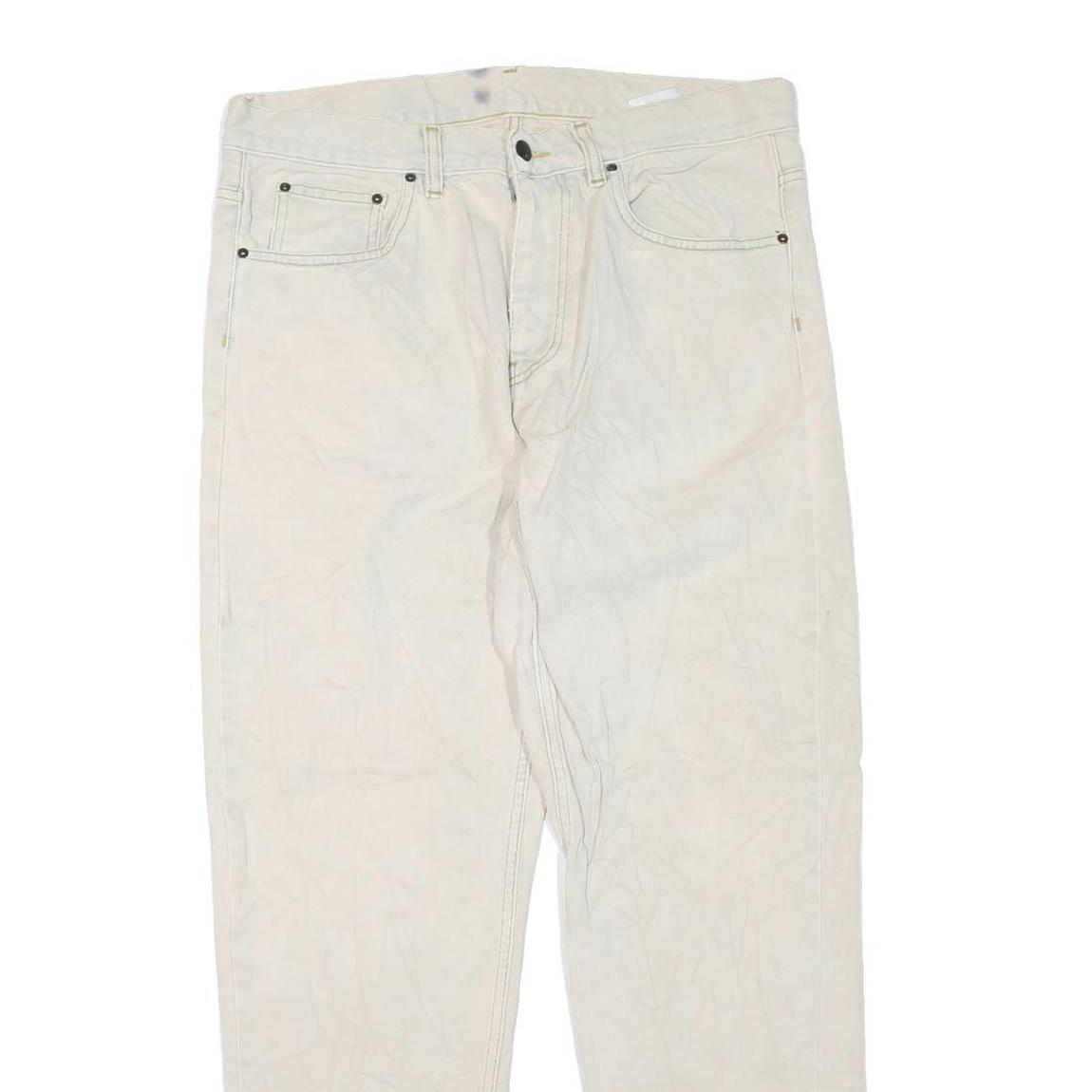 CARHARTT Womens Regular Fit Jeans White Cotton Blend W34 L30 Classic Zip