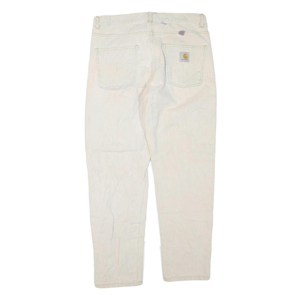 CARHARTT Womens Regular Fit Jeans White Cotton Blend W34 L30 Classic Zip