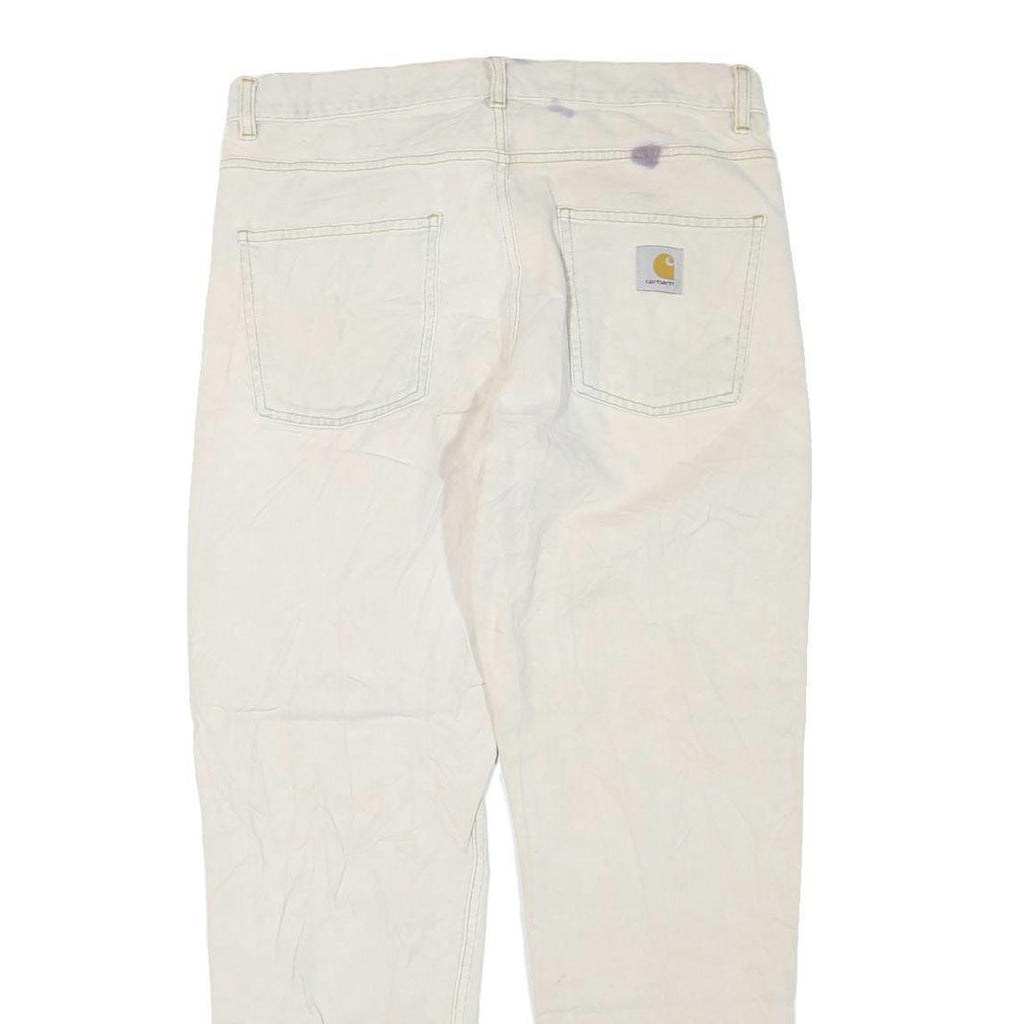 CARHARTT Womens Regular Fit Jeans White Cotton Blend W34 L30 Classic Zip