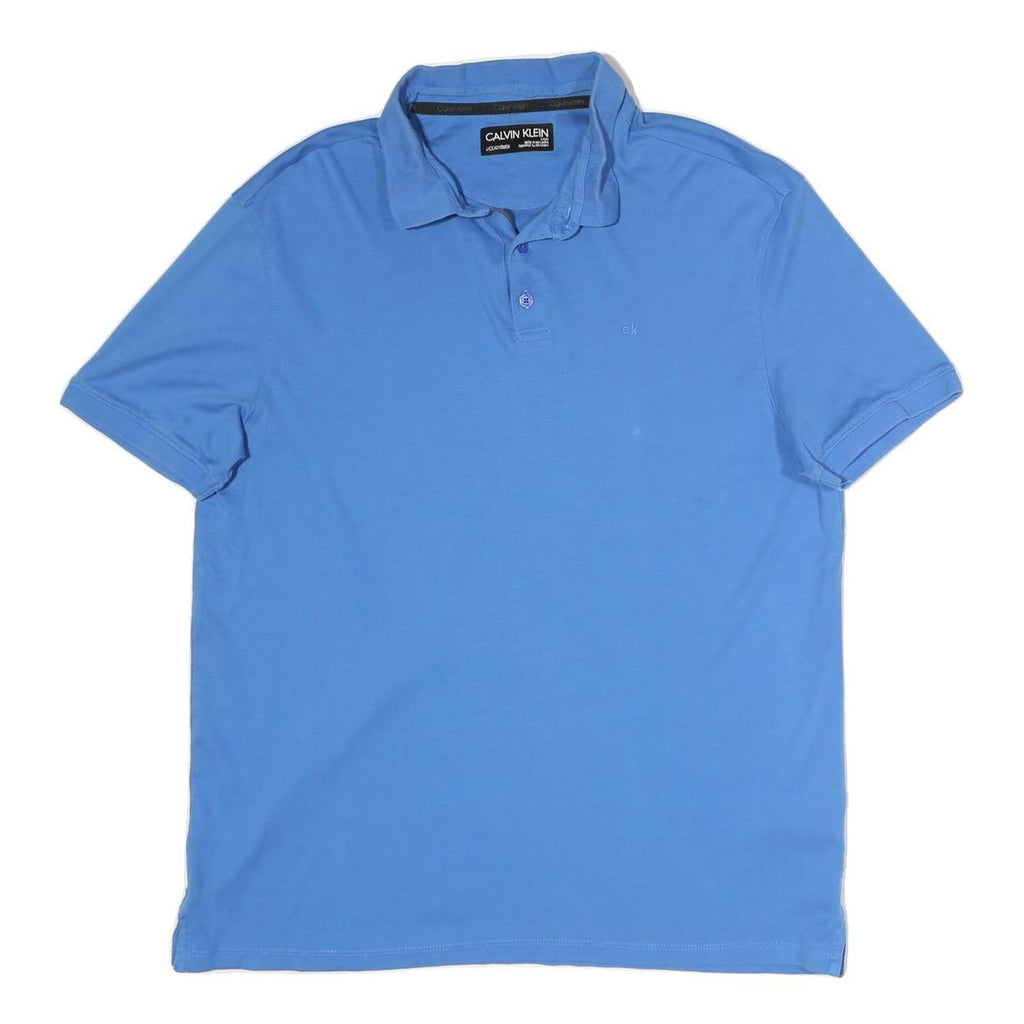 CALVIN KLEIN Mens Blue Short Sleeve Plain Polo Shirt L Casual Classic