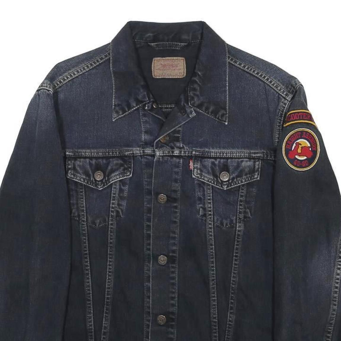 LEVI'S Girls Blue Denim Button Jacket XL Cotton Patch Pocket Classic