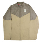NIKE Ohio State Mens Shell Jacket Beige Leather 90s USA Colourblock 2XL