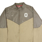 NIKE Ohio State Mens Shell Jacket Beige Leather 90s USA Colourblock 2XL