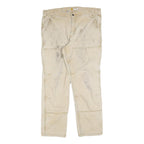 CARHARTT Mens Jeans Beige Relaxed Straight W38 L32 Workwear Cotton Blend Zip