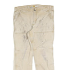 CARHARTT Mens Jeans Beige Relaxed Straight W38 L32 Workwear Cotton Blend Zip