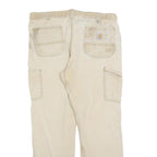 CARHARTT Mens Jeans Beige Relaxed Straight W38 L32 Workwear Cotton Blend Zip