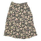 CLIO Womens Black Floral Print Midi Woven Skirt XS Summer Casual Lightweight