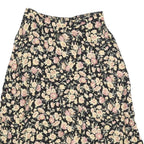CLIO Womens Black Floral Print Midi Woven Skirt XS Summer Casual Lightweight