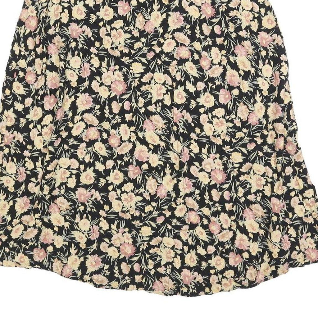 CLIO Womens Black Floral Print Midi Woven Skirt XS Summer Casual Lightweight