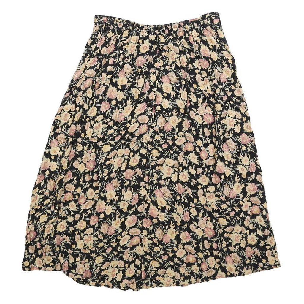 CLIO Womens Black Floral Print Midi Woven Skirt XS Summer Casual Lightweight