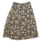CLIO Womens Black Floral Print Midi Woven Skirt XS Summer Casual Lightweight