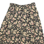 CLIO Womens Black Floral Print Midi Woven Skirt XS Summer Casual Lightweight