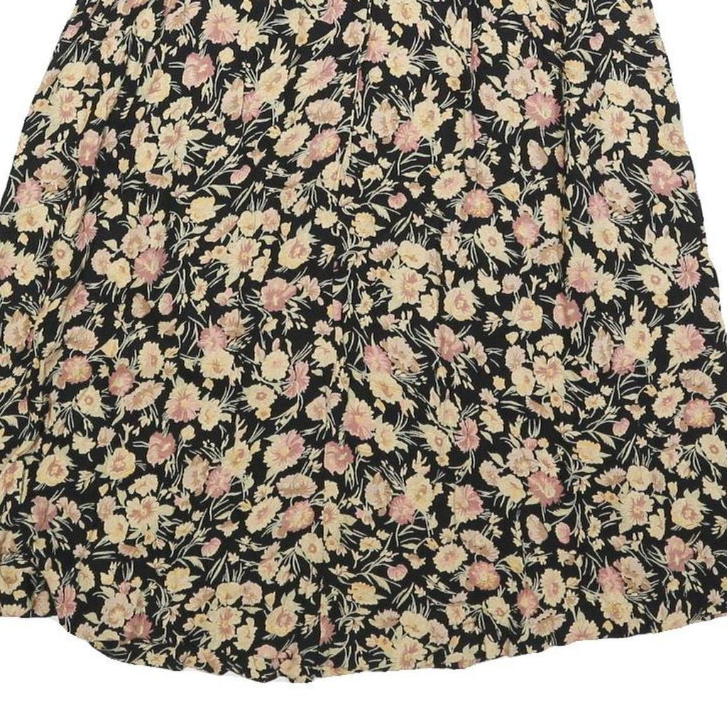 CLIO Womens Black Floral Print Midi Woven Skirt XS Summer Casual Lightweight