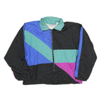 GOOLA GANG Mens Black & Blue & Green & Purple Colorblock Jacket L Nylon Zip
