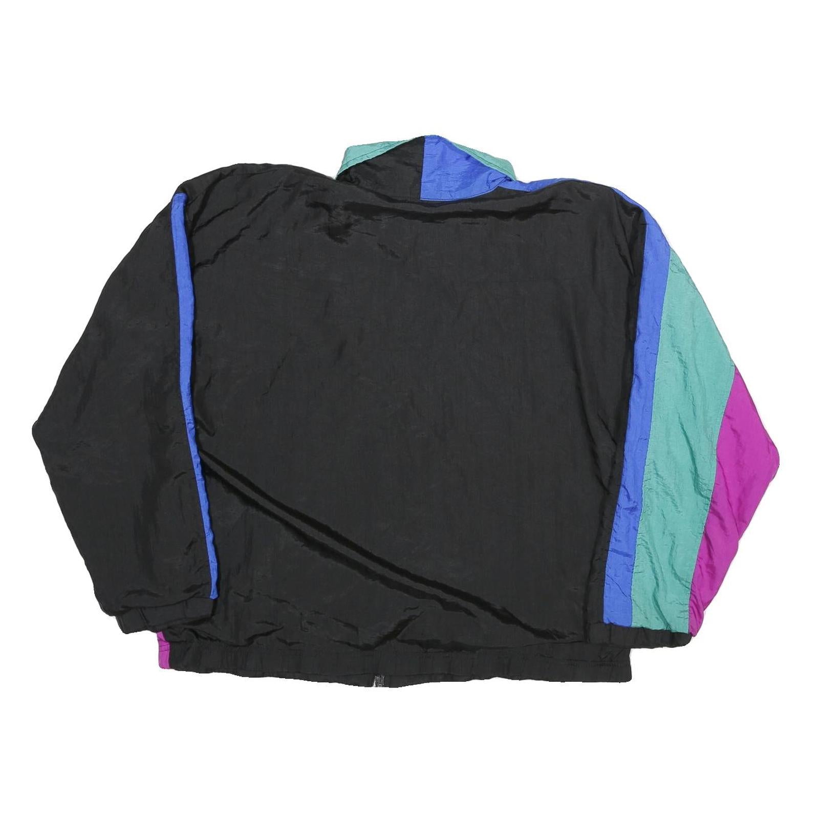 GOOLA GANG Mens Black & Blue & Green & Purple Colorblock Jacket L Nylon Zip