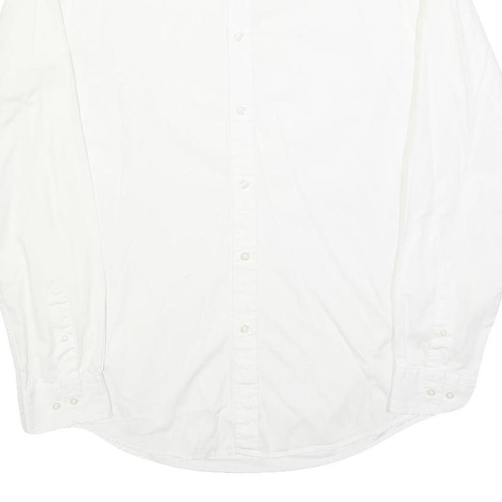 LEE COOPER Mens White Slim Fit Cotton Blend Shirt L Classic Long Sleeve Button
