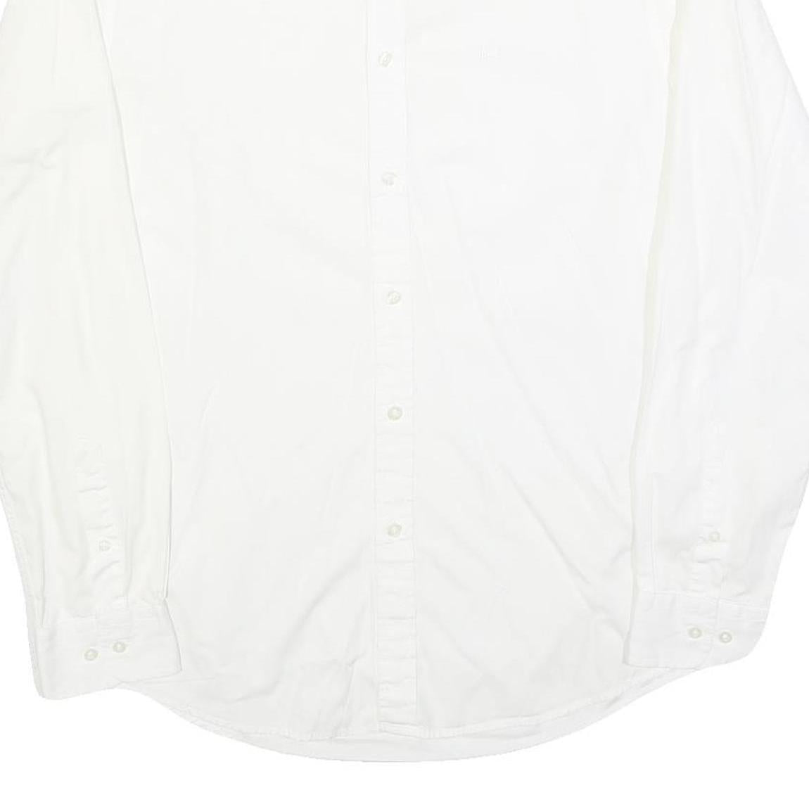 LEE COOPER Mens White Slim Fit Cotton Blend Shirt L Classic Long Sleeve Button