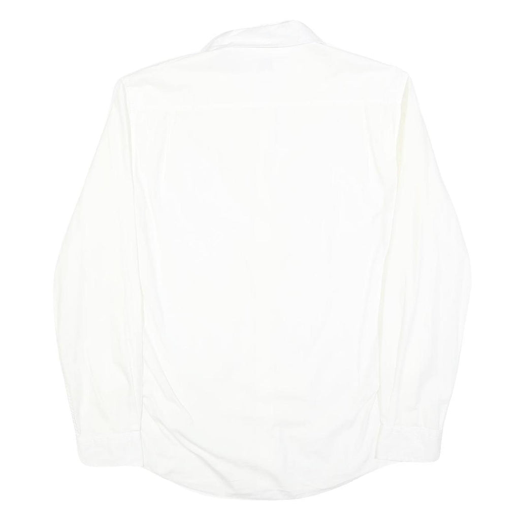 LEE COOPER Mens White Slim Fit Cotton Blend Shirt L Classic Long Sleeve Button