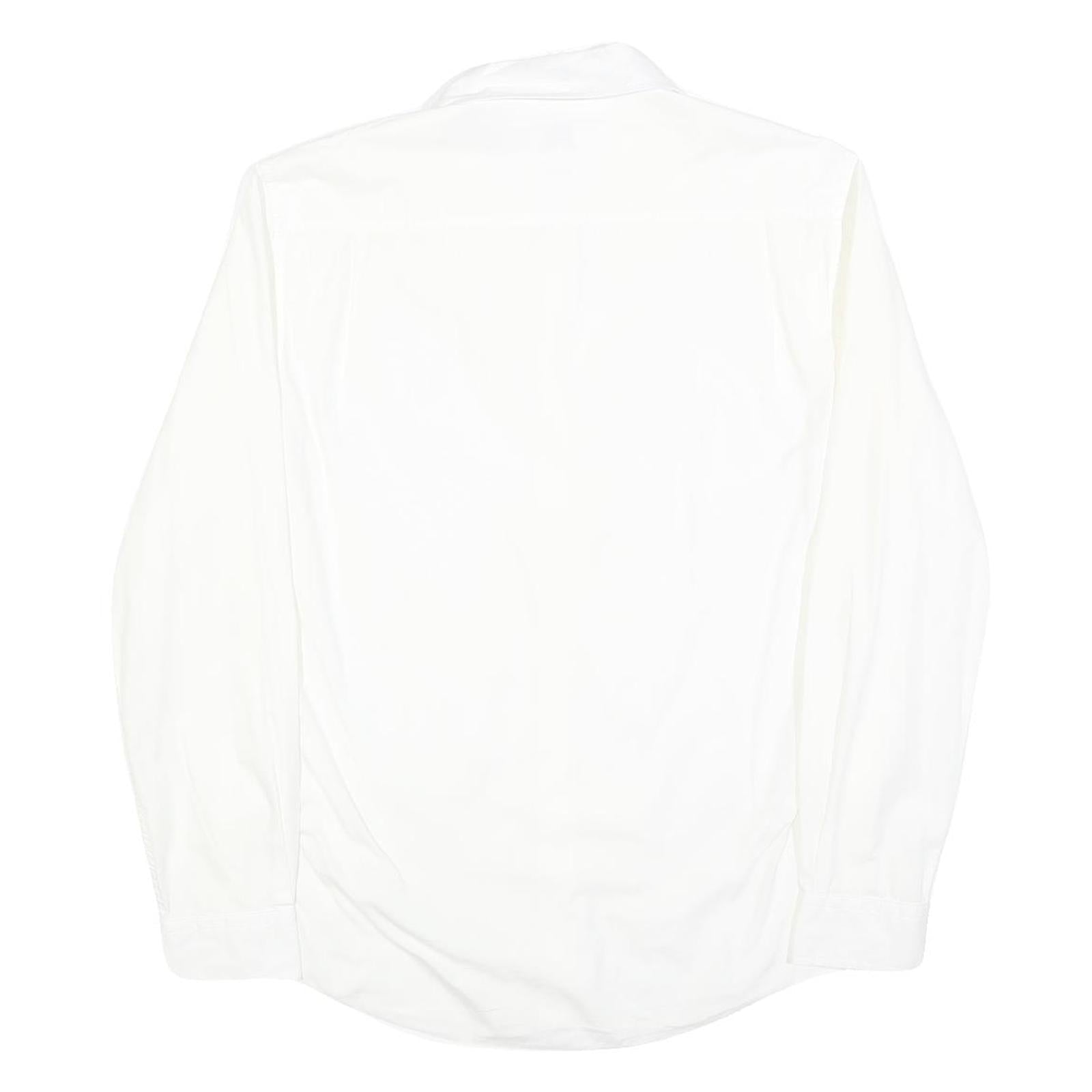 LEE COOPER Mens White Slim Fit Cotton Blend Shirt L Classic Long Sleeve Button