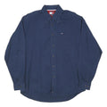 TOMMY HILFIGER Mens Blue L Cotton Blend Button Down Shirt Casual Classic