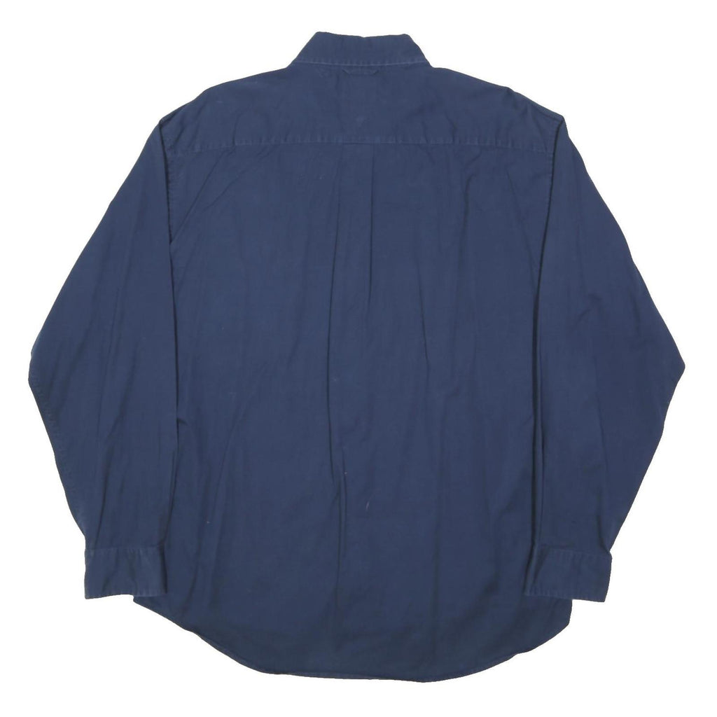 TOMMY HILFIGER Mens Blue L Cotton Blend Button Down Shirt Casual Classic