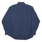 TOMMY HILFIGER Mens Blue L Cotton Blend Button Down Shirt Casual Classic