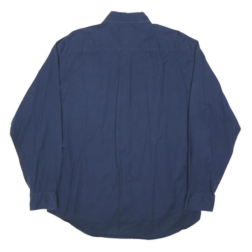TOMMY HILFIGER Mens Blue L Cotton Blend Button Down Shirt Casual Classic