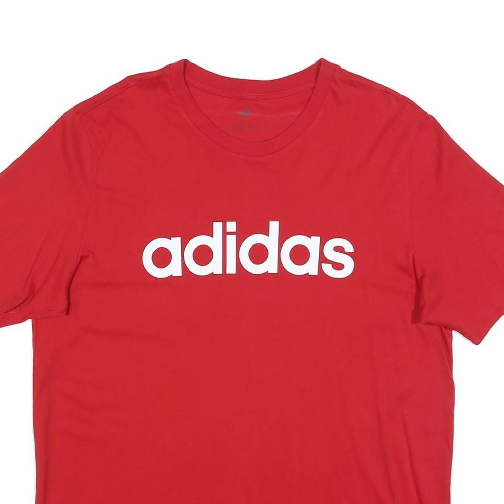 ADIDAS Mens Red Logo Graphic T-Shirt L Short Sleeve Crew Neck Casual Sportswear