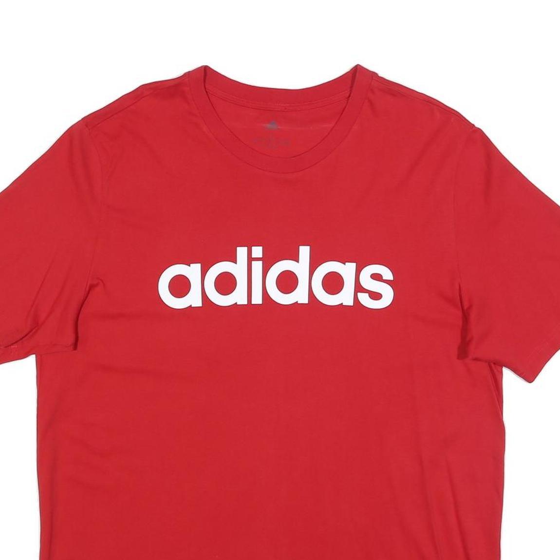 ADIDAS Mens Red Logo Graphic T-Shirt L Short Sleeve Crew Neck Casual Sportswear