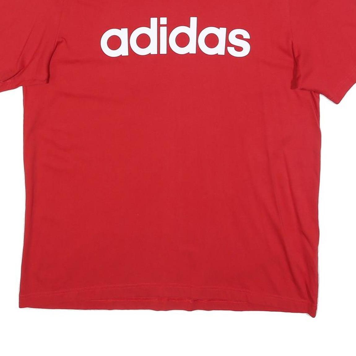 ADIDAS Mens Red Logo Graphic T-Shirt L Short Sleeve Crew Neck Casual Sportswear
