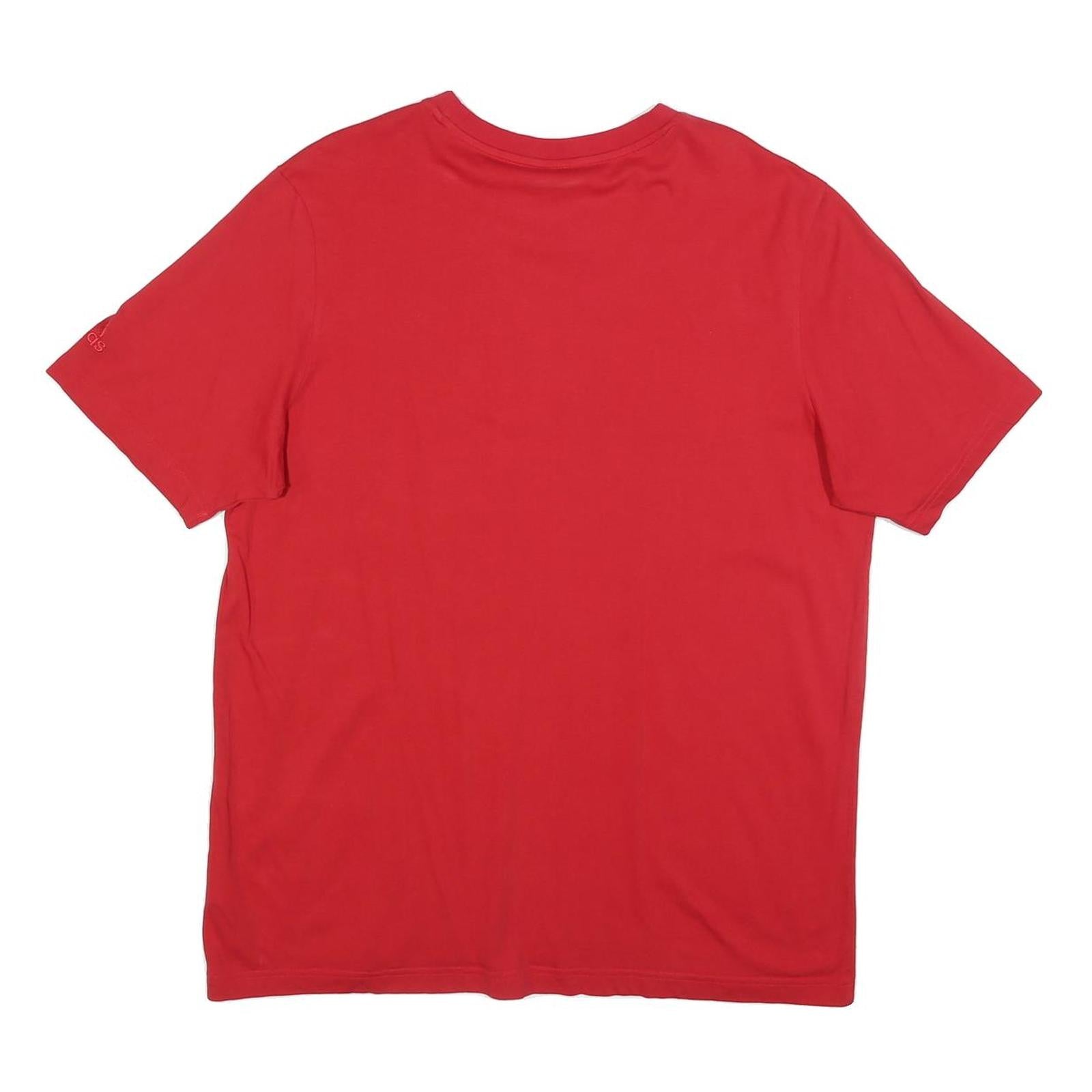 ADIDAS Mens Red Logo Graphic T-Shirt L Short Sleeve Crew Neck Casual Sportswear