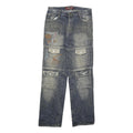 JIN SHUN Mens Jeans Blue Regular Cargo Denim Medium W28 L29 Embroidered Pockets