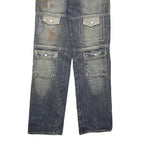 JIN SHUN Mens Jeans Blue Regular Cargo Denim Medium W28 L29 Embroidered Pockets