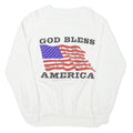 Mens White Crew Neck Sweatshirt God Bless America Graphic Cotton Blend L