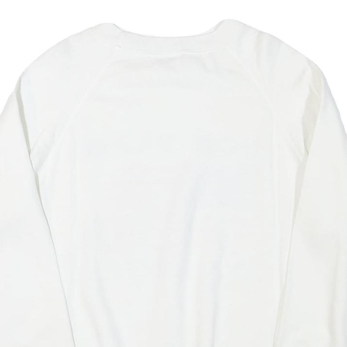 Mens White Crew Neck Sweatshirt God Bless America Graphic Cotton Blend L