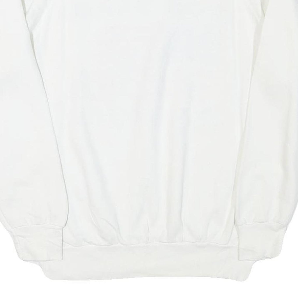 Mens White Crew Neck Sweatshirt God Bless America Graphic Cotton Blend L