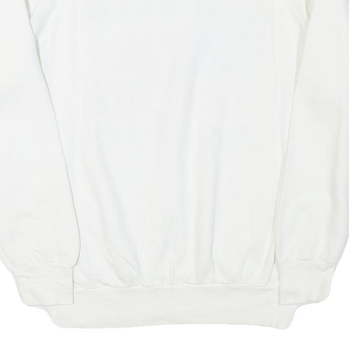 Mens White Crew Neck Sweatshirt God Bless America Graphic Cotton Blend L