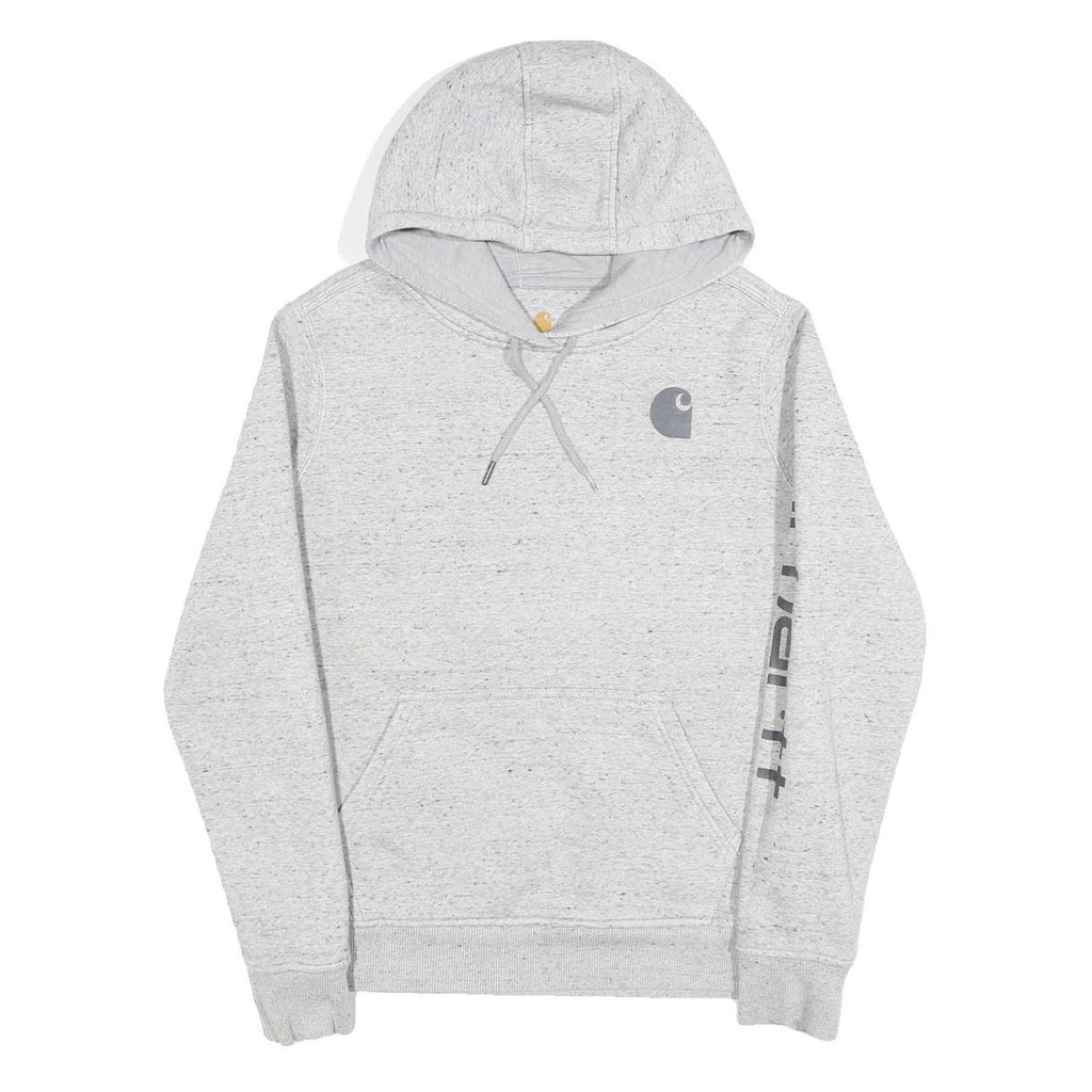 CARHARTT Womens Grey Hoodie M Carhartt Logo Print Cotton Pullover